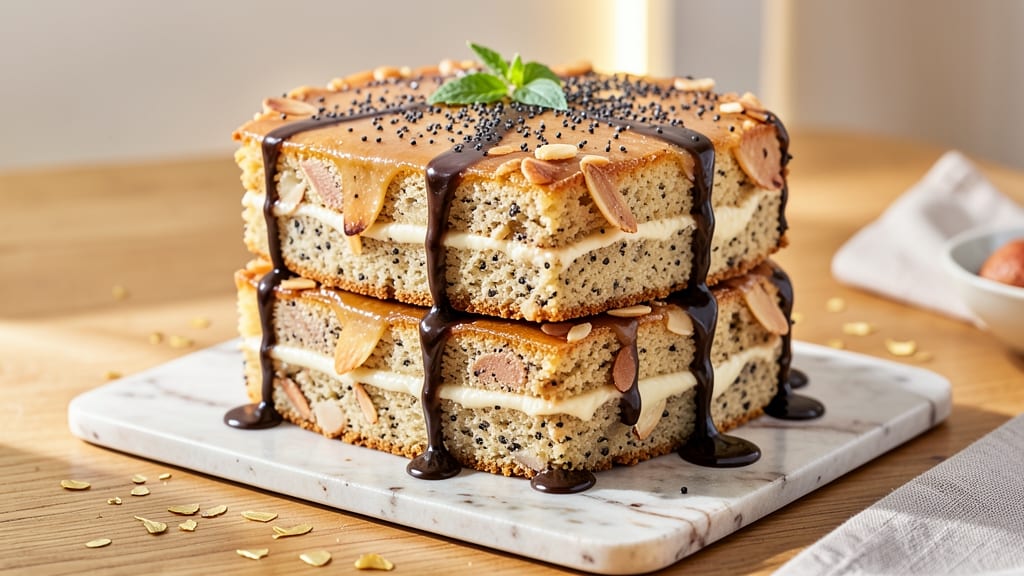 Almond Poppyseed Cake Recipe: Nutty-Crunchy Layers with Zesty Lemon Glaze