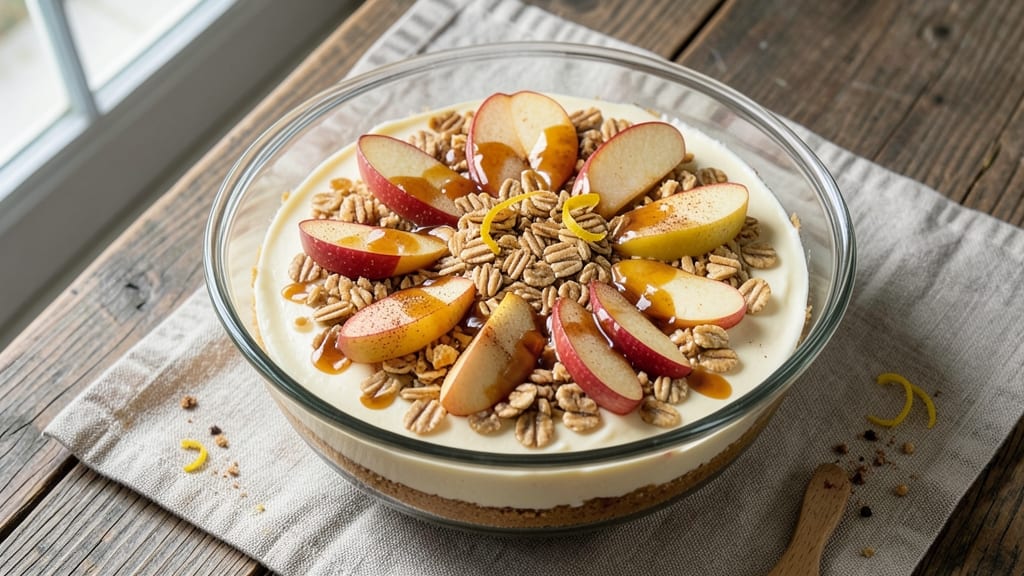 Apple Topped Cheesecake Recipe: Warm Spice Streusel Meets Silky Apple Layers