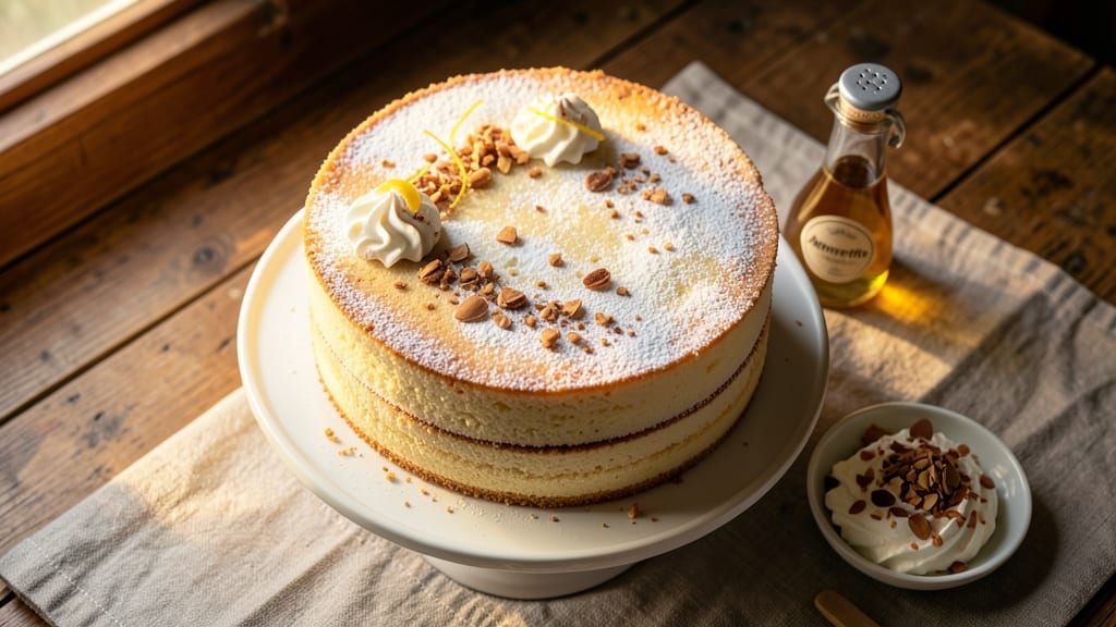 Amaretto Sponge Cake Recipe: Nutty Liqueur Soaked Layers with Buttery Crispness
