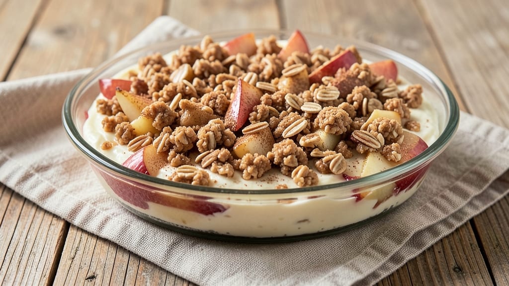 Apple Cheesecake Topping Recipe: Caramelized Spice Crunch Over Gooey Apple Streusel