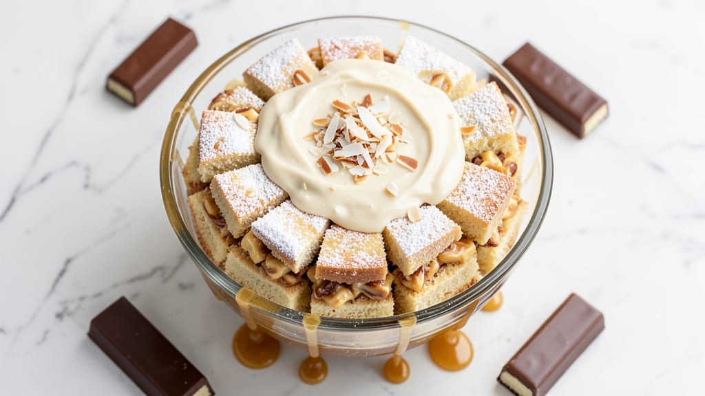 Almond Joy Poke Cake Recipe: Tropical Cream Cheese Swirl With Crunchy Nut Topping