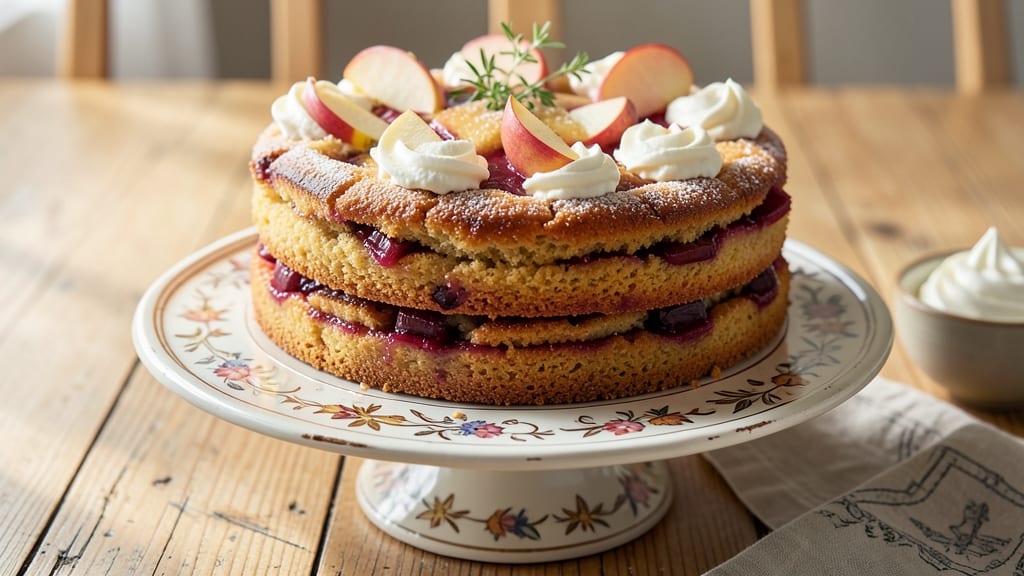 Apple and Rhubarb Cake Recipe: Tart-Sweet Layers With Buttery Streusel Crown