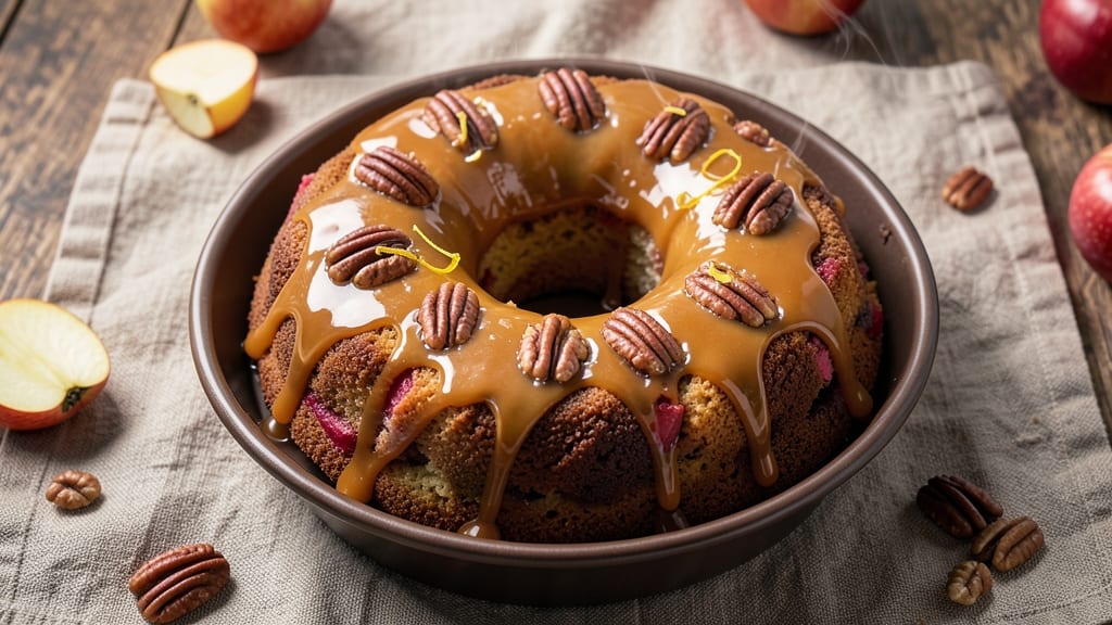 Apple Pecan Cake With Caramel Icing Recipe: Nutty Crunch and Silky Caramel Layers